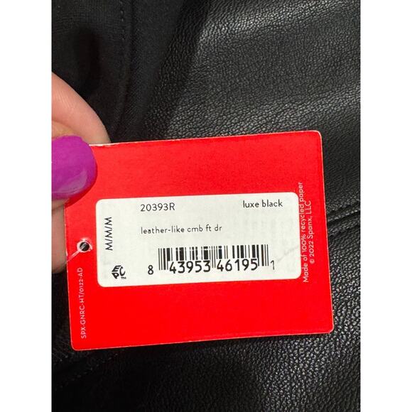 Spanx Leather-Like Combo Fitted Sheath Dress Luxe Black 20393R - Women’s M - Picture 9 of 11